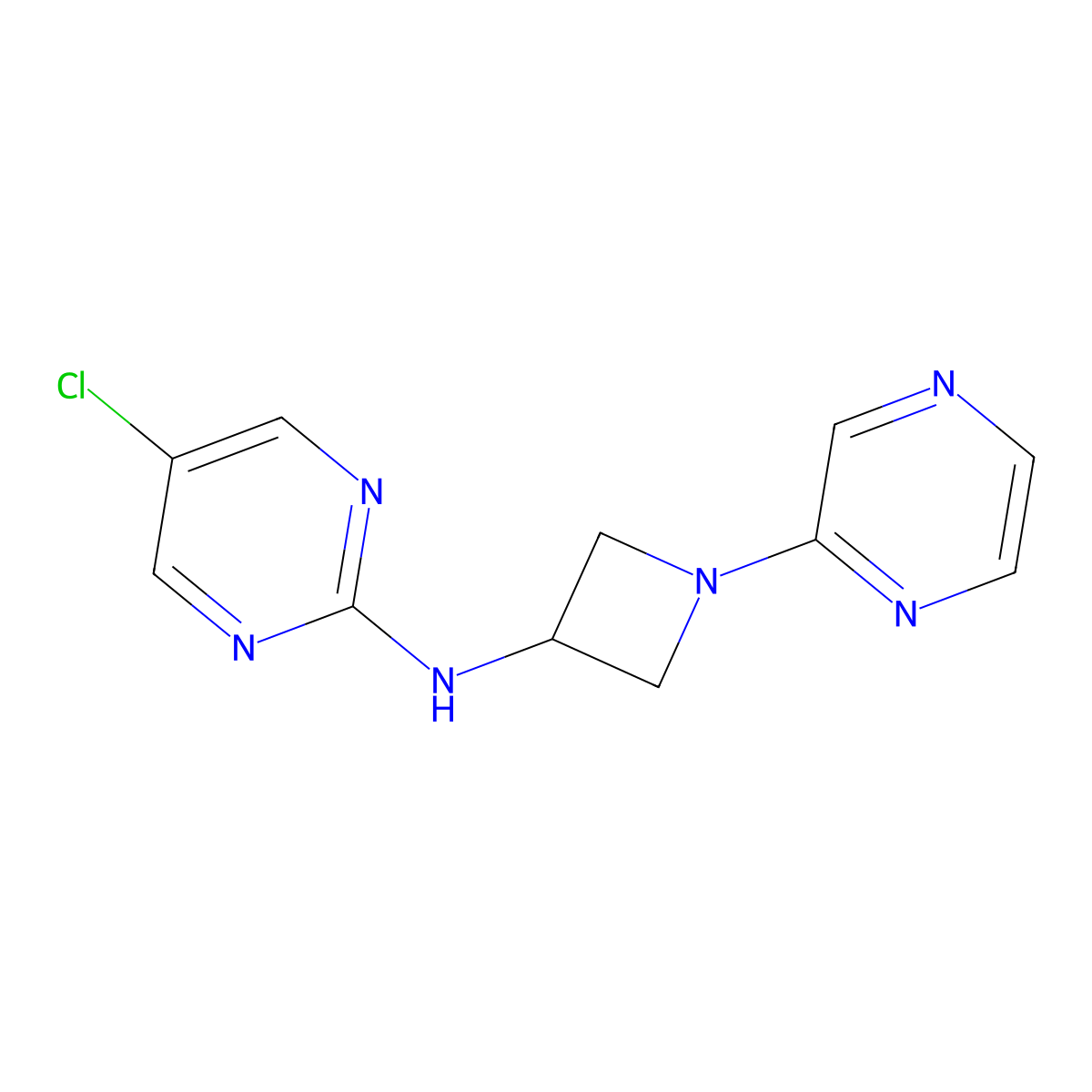 5-chloro-N-[1-(pyrazin-2-yl)azetidin-3-yl]pyrimidin-2-amine molecular structure, CAS 2415583-73-0