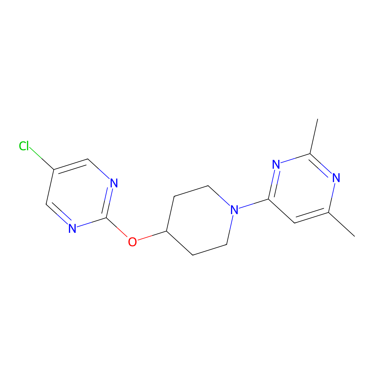 4-{4-[(5-Chloropyrimidin-2-yl)oxy]piperidin-1-yl}-2,6-dimethylpyrimidine molecular structure, CAS 2415583-77-4