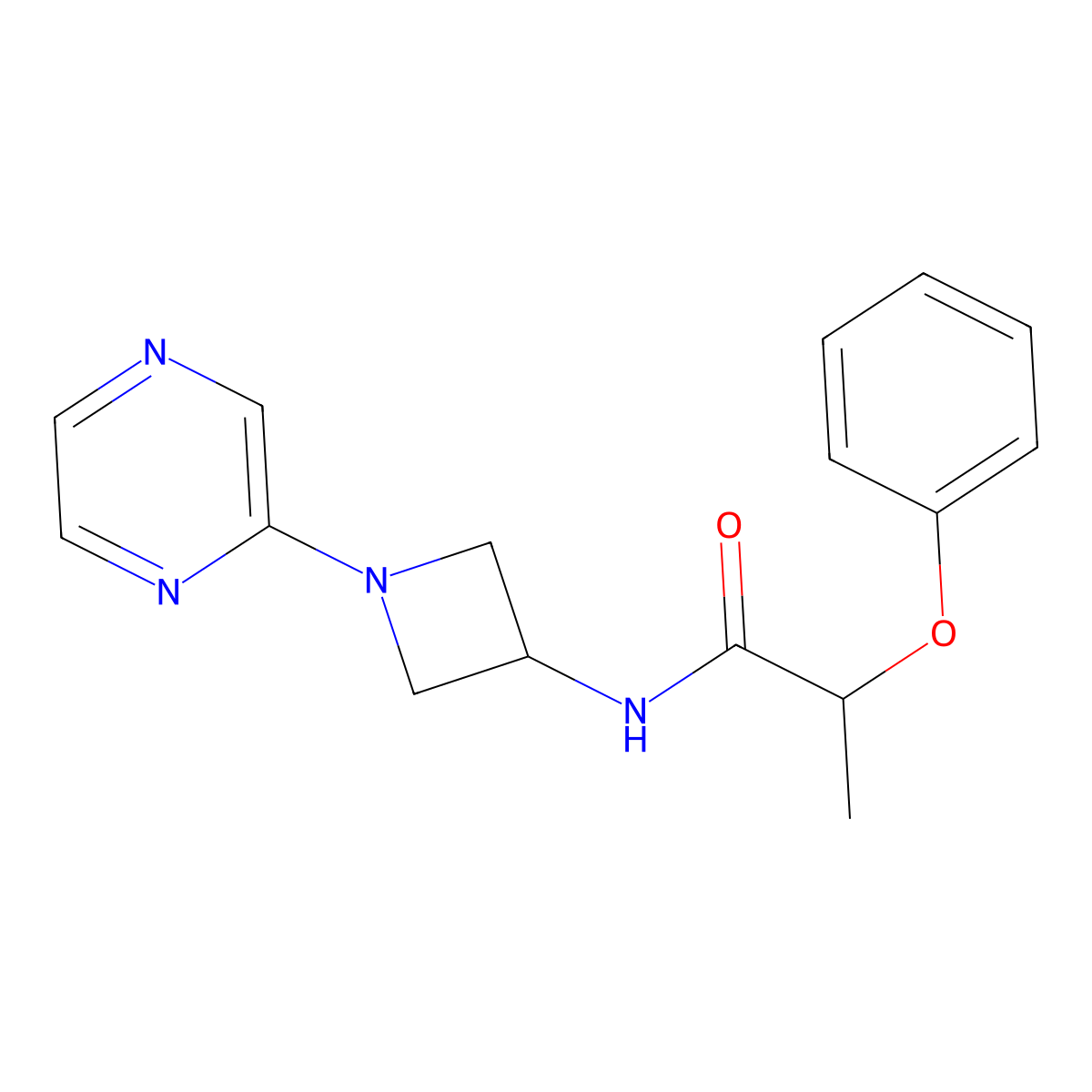 2-phenoxy-N-[1-(pyrazin-2-yl)azetidin-3-yl]propanamide molecular structure, CAS 2415583-84-3