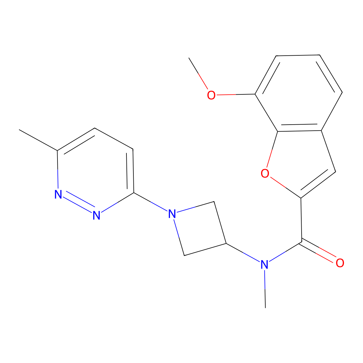 7-methoxy-N-methyl-N-[1-(6-methylpyridazin-3-yl)azetidin-3-yl]-1-benzofuran-2-carboxamide molecular structure, CAS 2415583-86-5