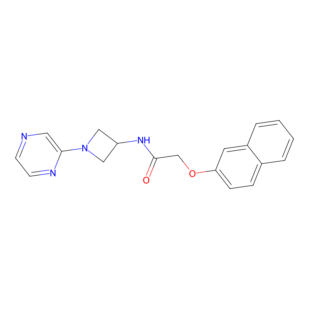 2-(naphthalen-2-yloxy)-N-[1-(pyrazin-2-yl)azetidin-3-yl]acetamide molecular structure, CAS 2415583-87-6