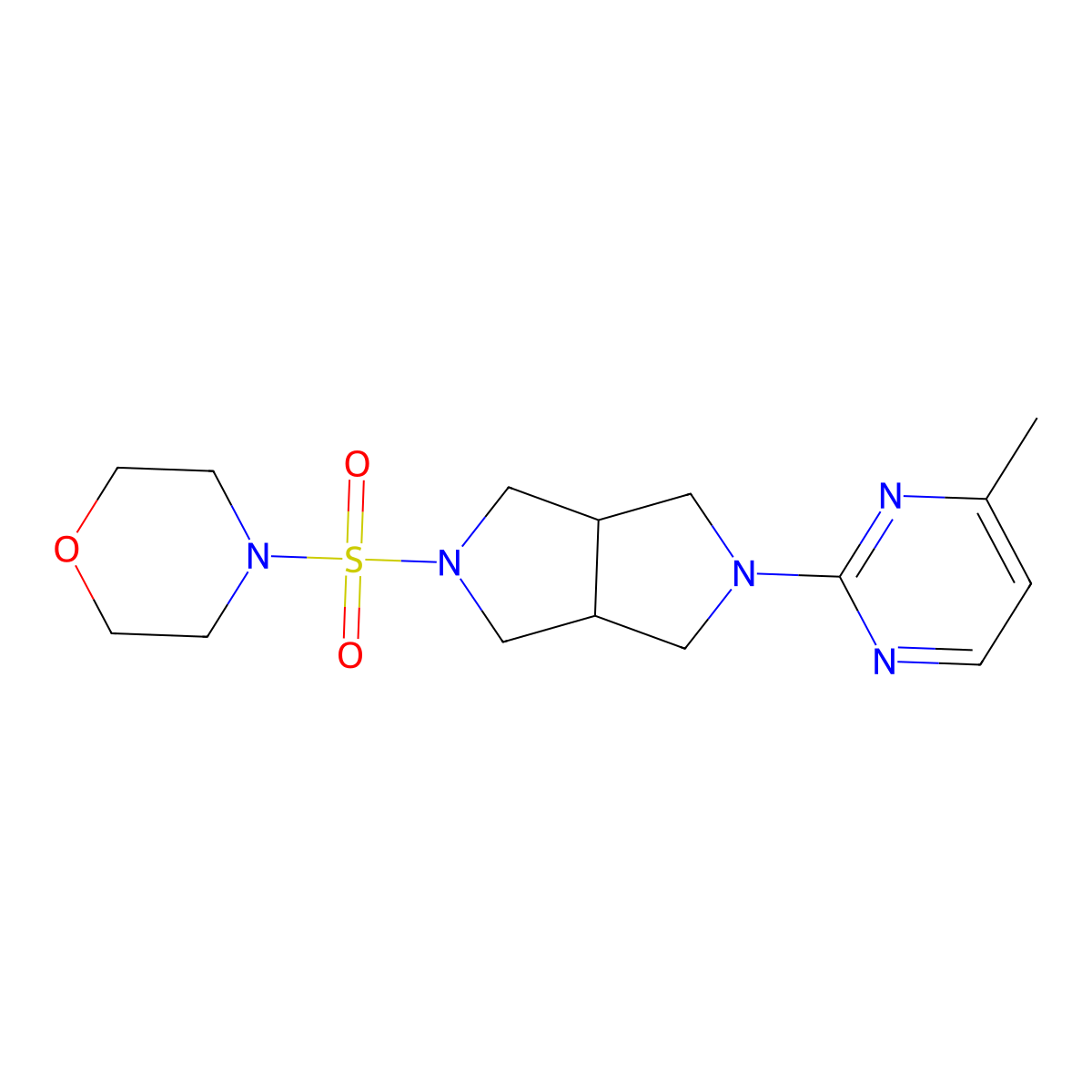 4-{[5-(4-Methylpyrimidin-2-yl)-octahydropyrrolo[3,4-c]pyrrol-2-yl]sulfonyl}morpholine molecular structure, CAS 2415583-94-5