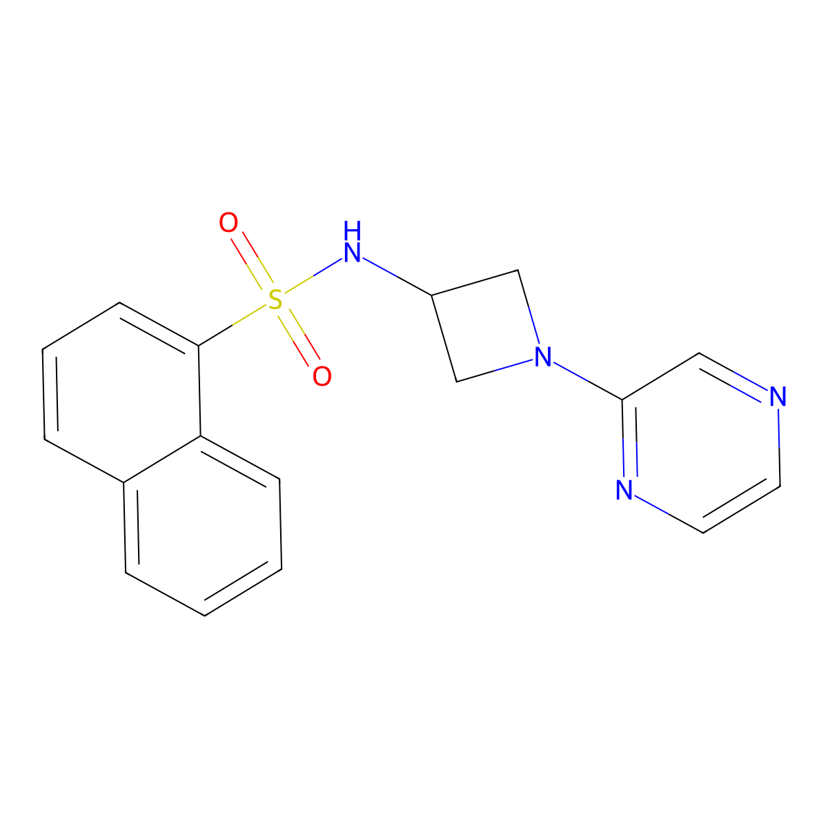 N-[1-(pyrazin-2-yl)azetidin-3-yl]naphthalene-1-sulfonamide molecular structure, CAS 2415583-95-6