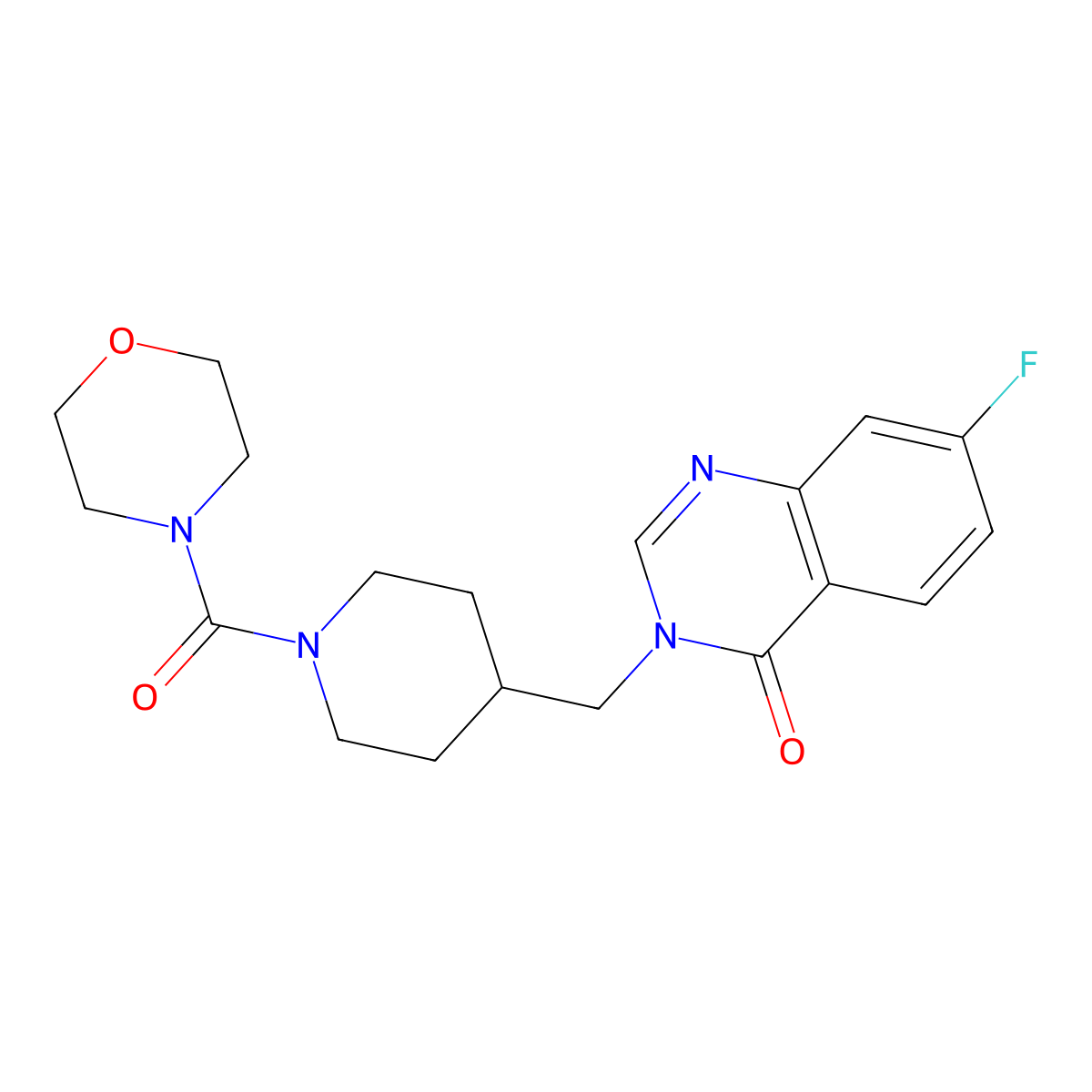 7-Fluoro-3-{[1-(morpholine-4-carbonyl)piperidin-4-yl]methyl}-3,4-dihydroquinazolin-4-one molecular structure, CAS 2415583-99-0