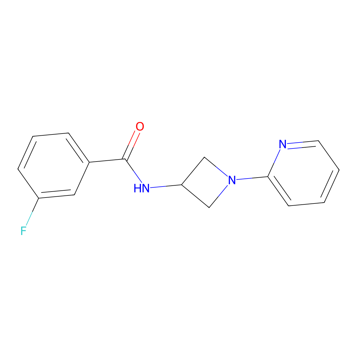 3-fluoro-N-[1-(pyridin-2-yl)azetidin-3-yl]benzamide molecular structure, CAS 2415584-02-8