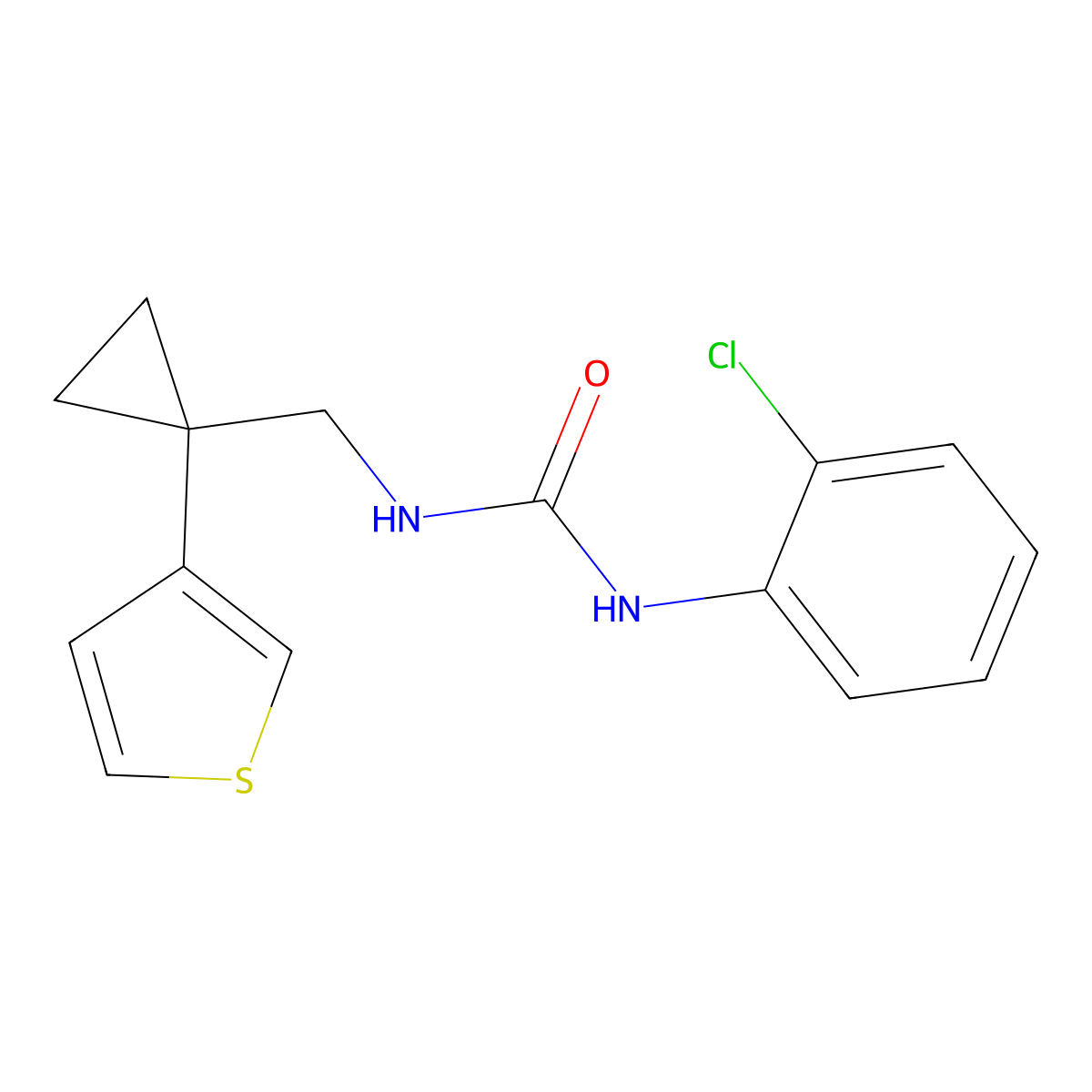 1-(2-Chlorophenyl)-3-{[1-(thiophen-3-yl)cyclopropyl]methyl}urea molecular structure, CAS 2415584-04-0