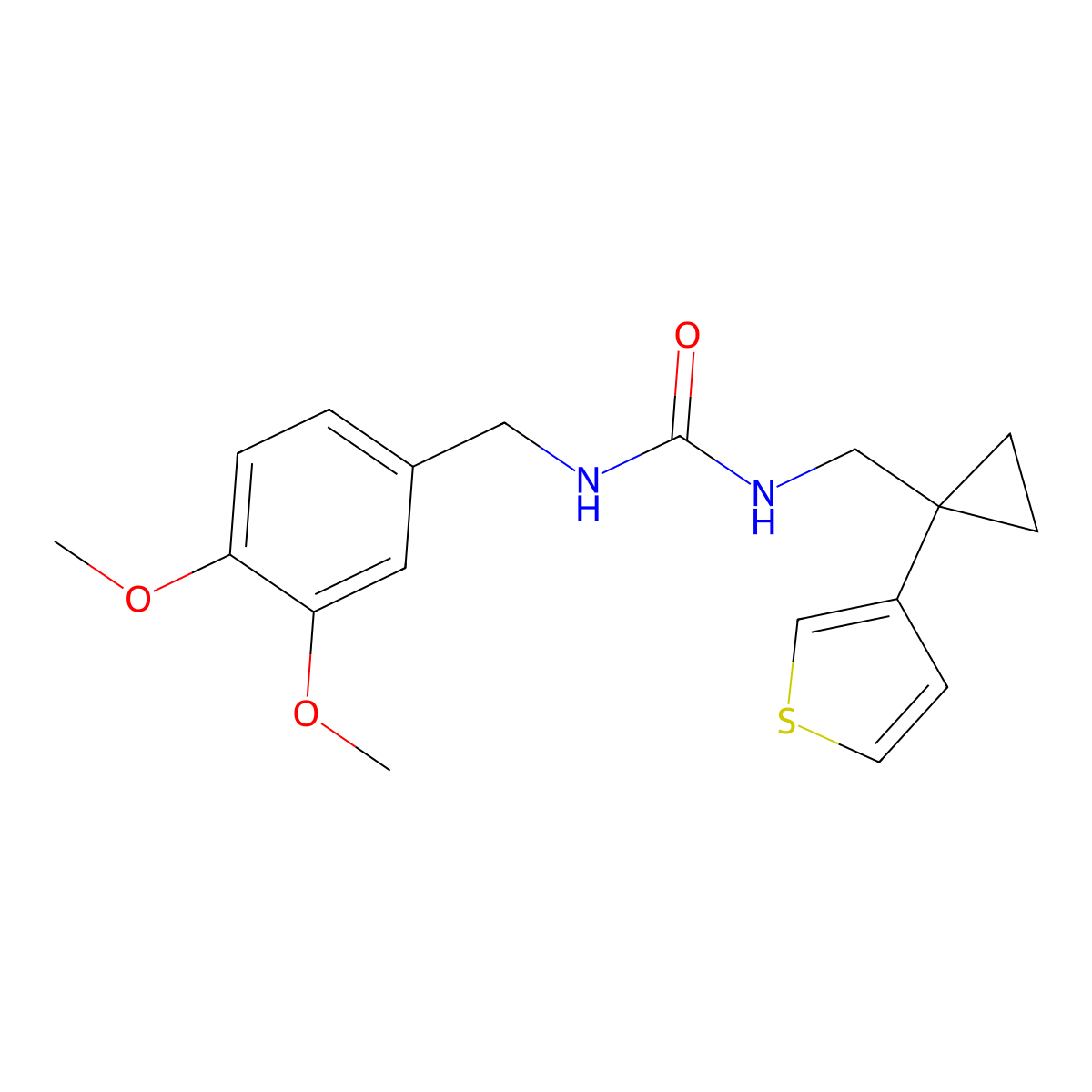 1-[(3,4-Dimethoxyphenyl)methyl]-3-{[1-(thiophen-3-yl)cyclopropyl]methyl}urea molecular structure, CAS 2415584-11-9