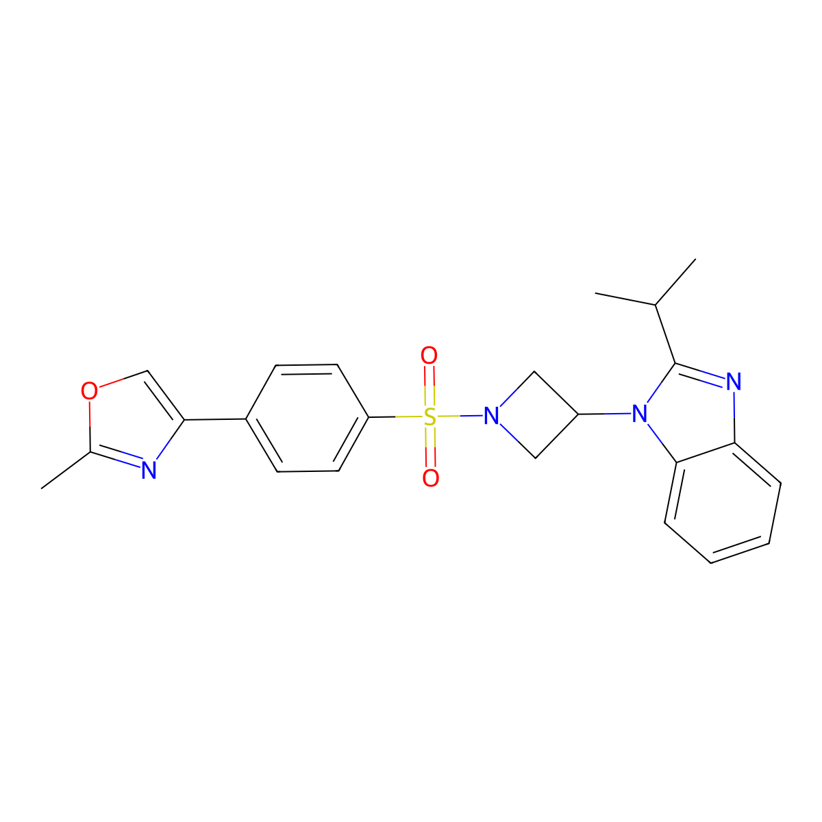 1-{1-[4-(2-methyl-1,3-oxazol-4-yl)benzenesulfonyl]azetidin-3-yl}-2-(propan-2-yl)-1H-1,3-benzodiazole molecular structure, CAS 2415584-14-2