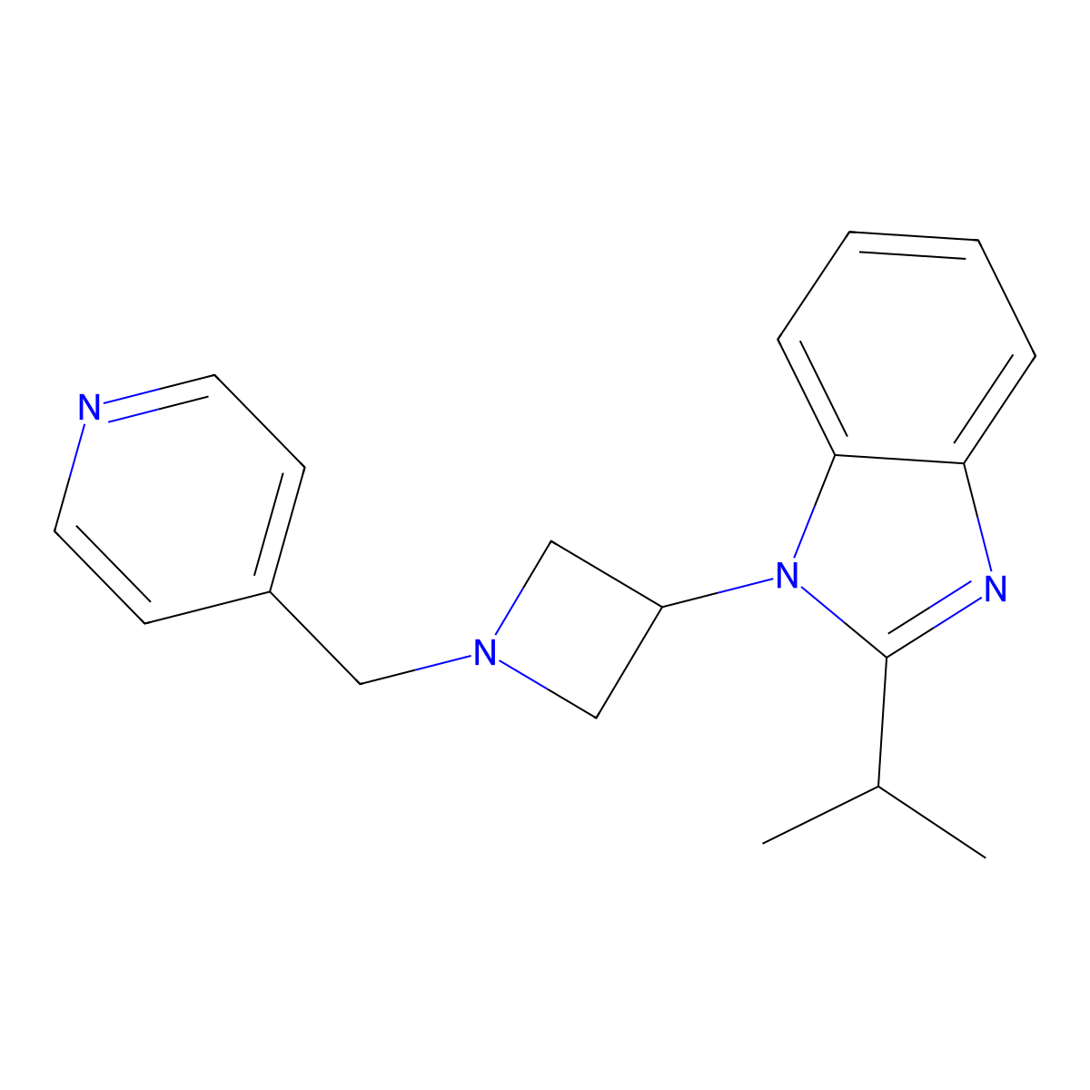 2-(propan-2-yl)-1-{1-[(pyridin-4-yl)methyl]azetidin-3-yl}-1H-1,3-benzodiazole molecular structure, CAS 2415584-15-3
