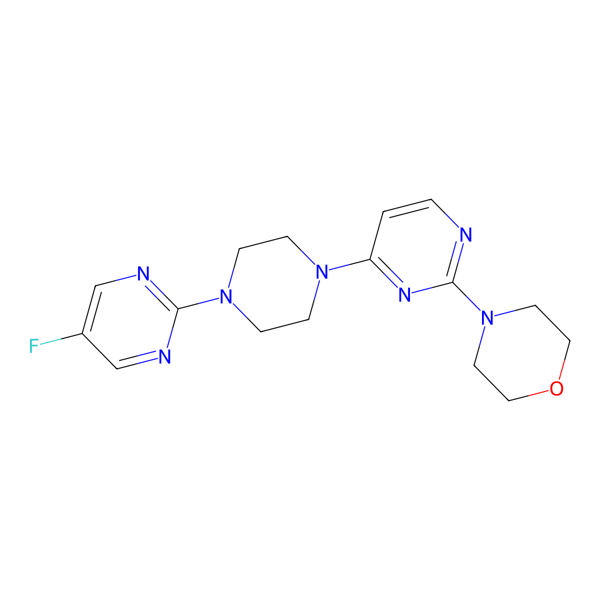 4-{4-[4-(5-Fluoropyrimidin-2-yl)piperazin-1-yl]pyrimidin-2-yl}morpholine molecular structure, CAS 2415584-31-3