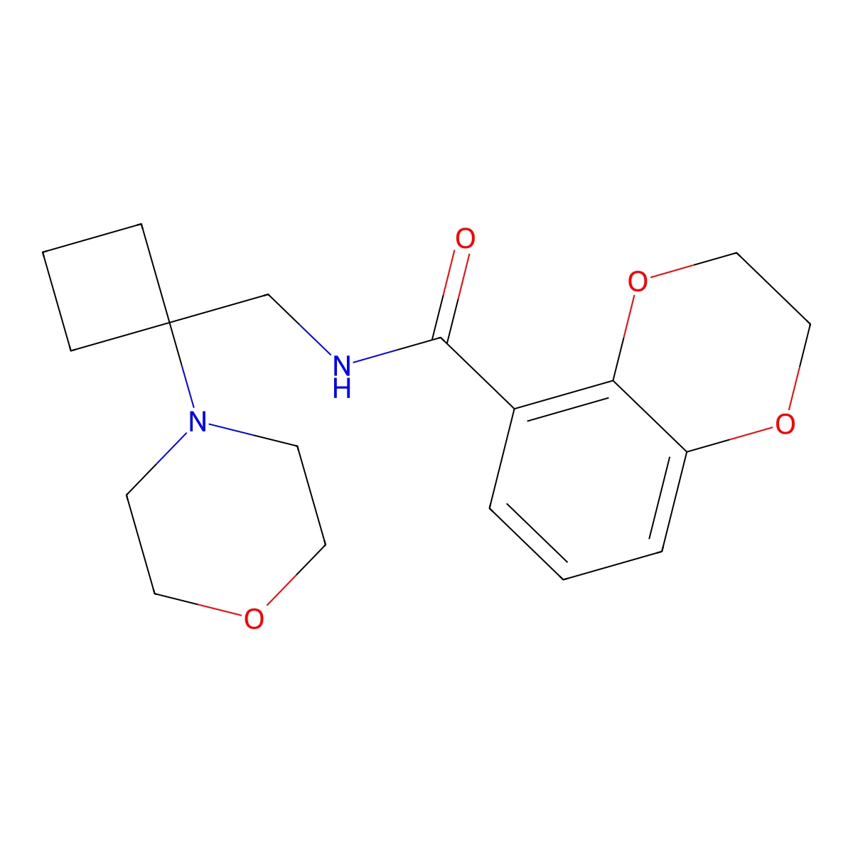 N-{[1-(morpholin-4-yl)cyclobutyl]methyl}-2,3-dihydro-1,4-benzodioxine-5-carboxamide molecular structure, CAS 2415584-34-6
