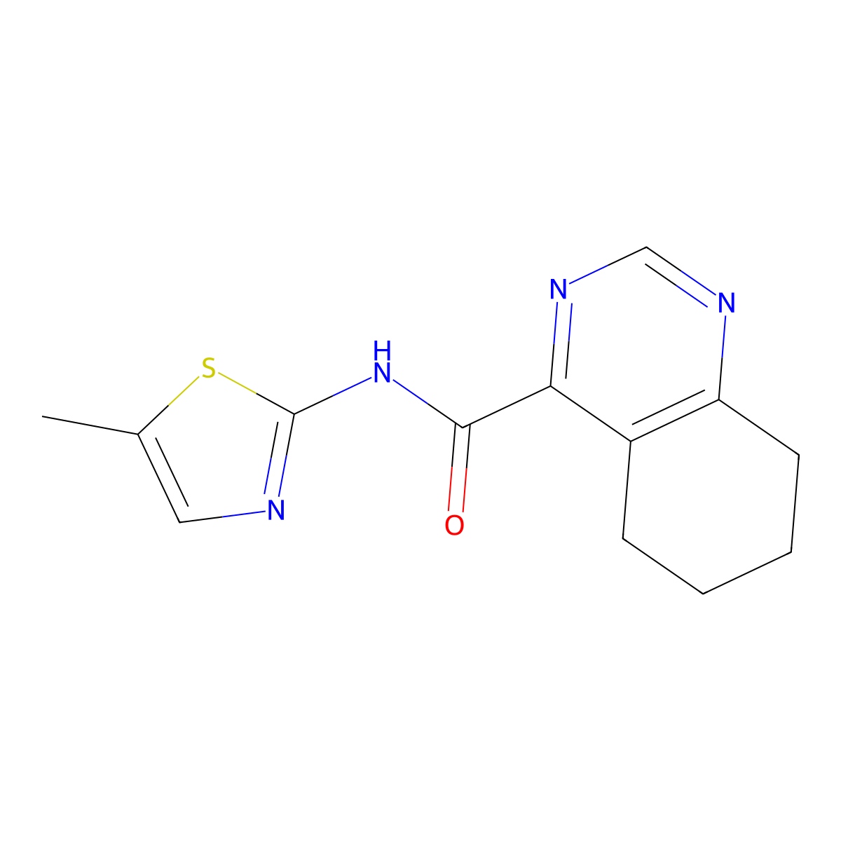 N-(5-Methyl-1,3-thiazol-2-yl)-5,6,7,8-tetrahydroquinazoline-4-carboxamide molecular structure, CAS 2415584-40-4