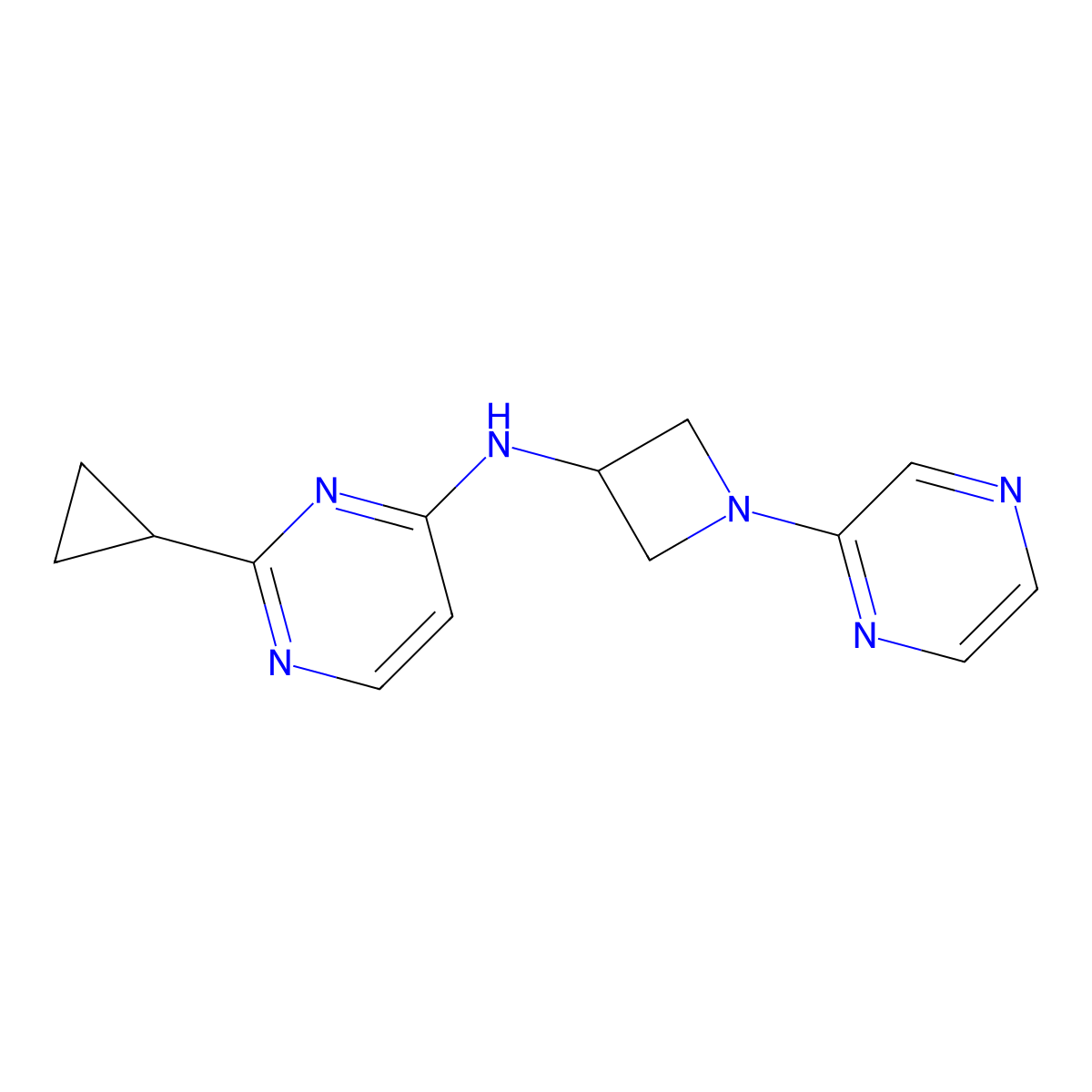 2-cyclopropyl-N-[1-(pyrazin-2-yl)azetidin-3-yl]pyrimidin-4-amine molecular structure, CAS 2415584-45-9