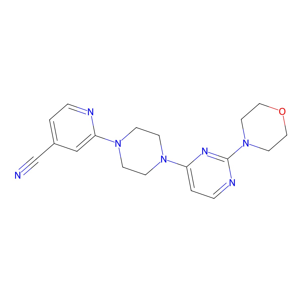 2-{4-[2-(Morpholin-4-yl)pyrimidin-4-yl]piperazin-1-yl}pyridine-4-carbonitrile molecular structure, CAS 2415584-49-3