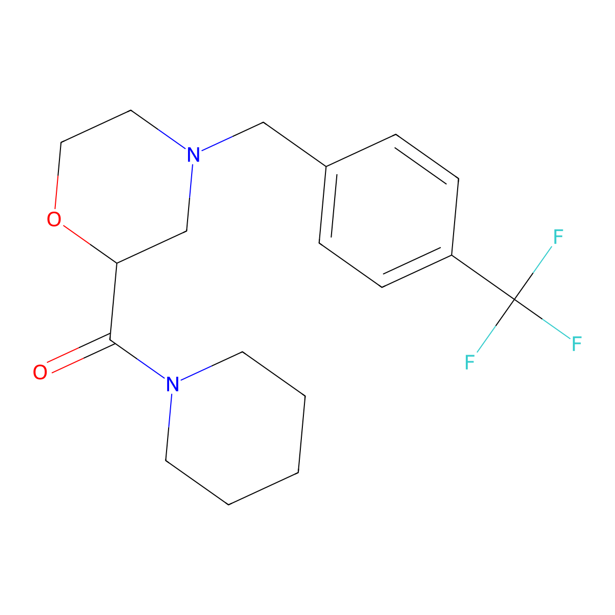 2-(Piperidine-1-carbonyl)-4-{[4-(trifluoromethyl)phenyl]methyl}morpholine molecular structure, CAS 2415584-52-8