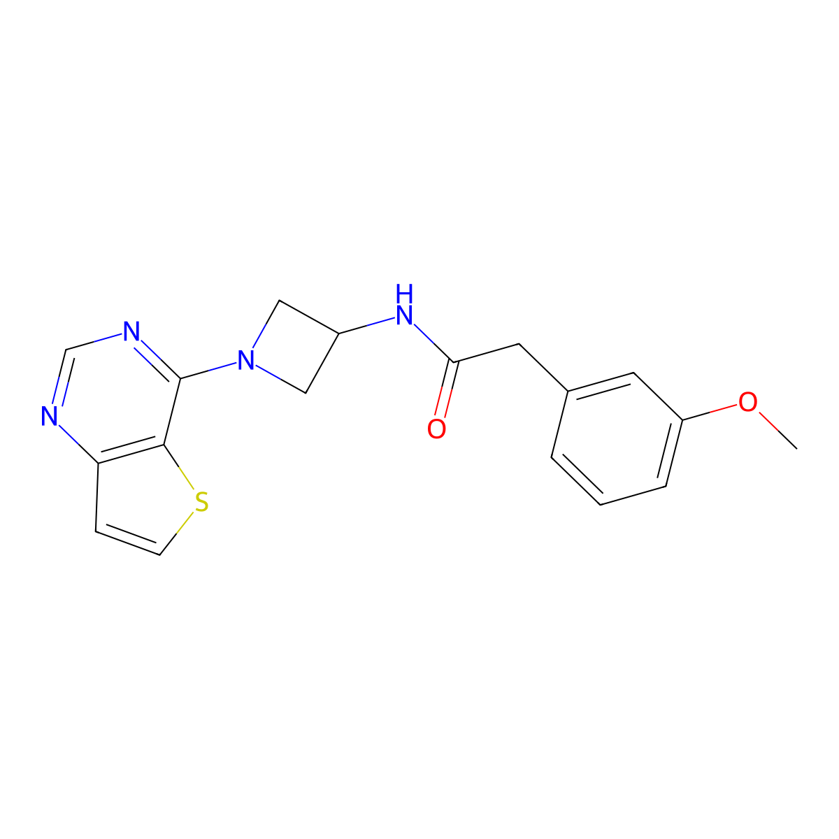 2-(3-methoxyphenyl)-N-(1-{thieno[3,2-d]pyrimidin-4-yl}azetidin-3-yl)acetamide molecular structure, CAS 2415584-55-1