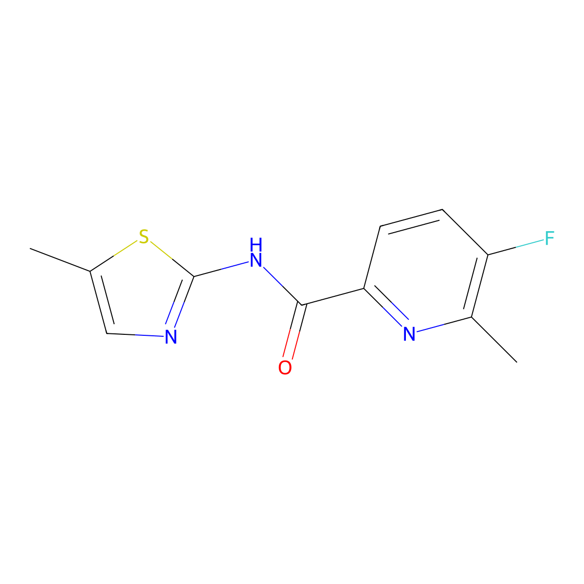 5-Fluoro-6-methyl-N-(5-methyl-1,3-thiazol-2-yl)pyridine-2-carboxamide molecular structure, CAS 2415584-57-3