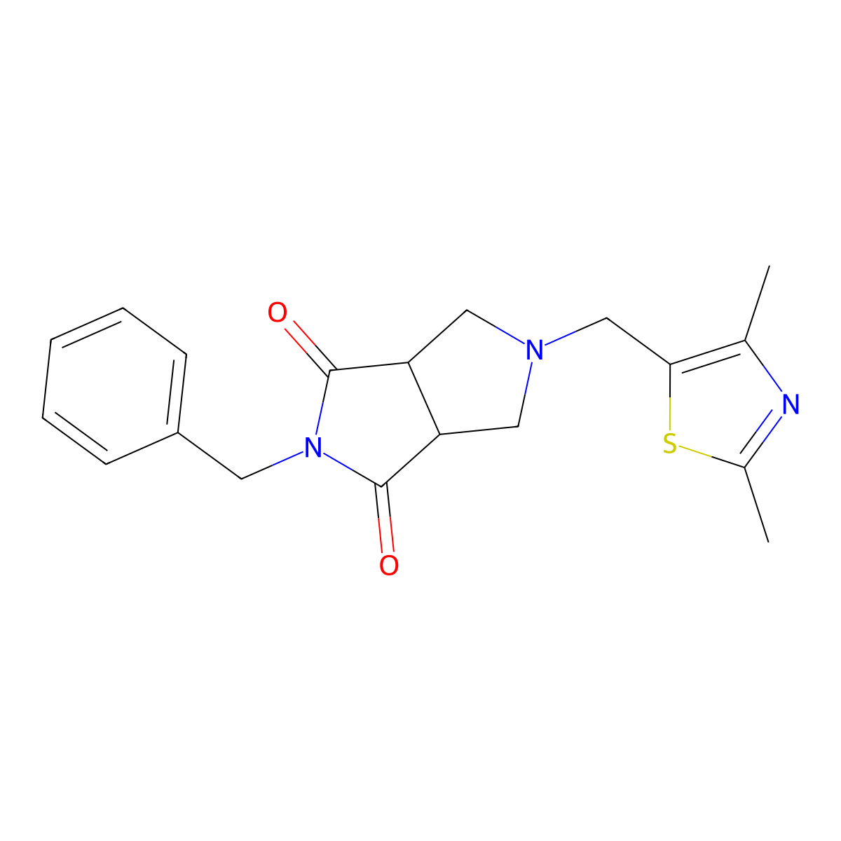 2-Benzyl-5-[(2,4-dimethyl-1,3-thiazol-5-yl)methyl]-octahydropyrrolo[3,4-c]pyrrole-1,3-dione molecular structure, CAS 2415584-61-9