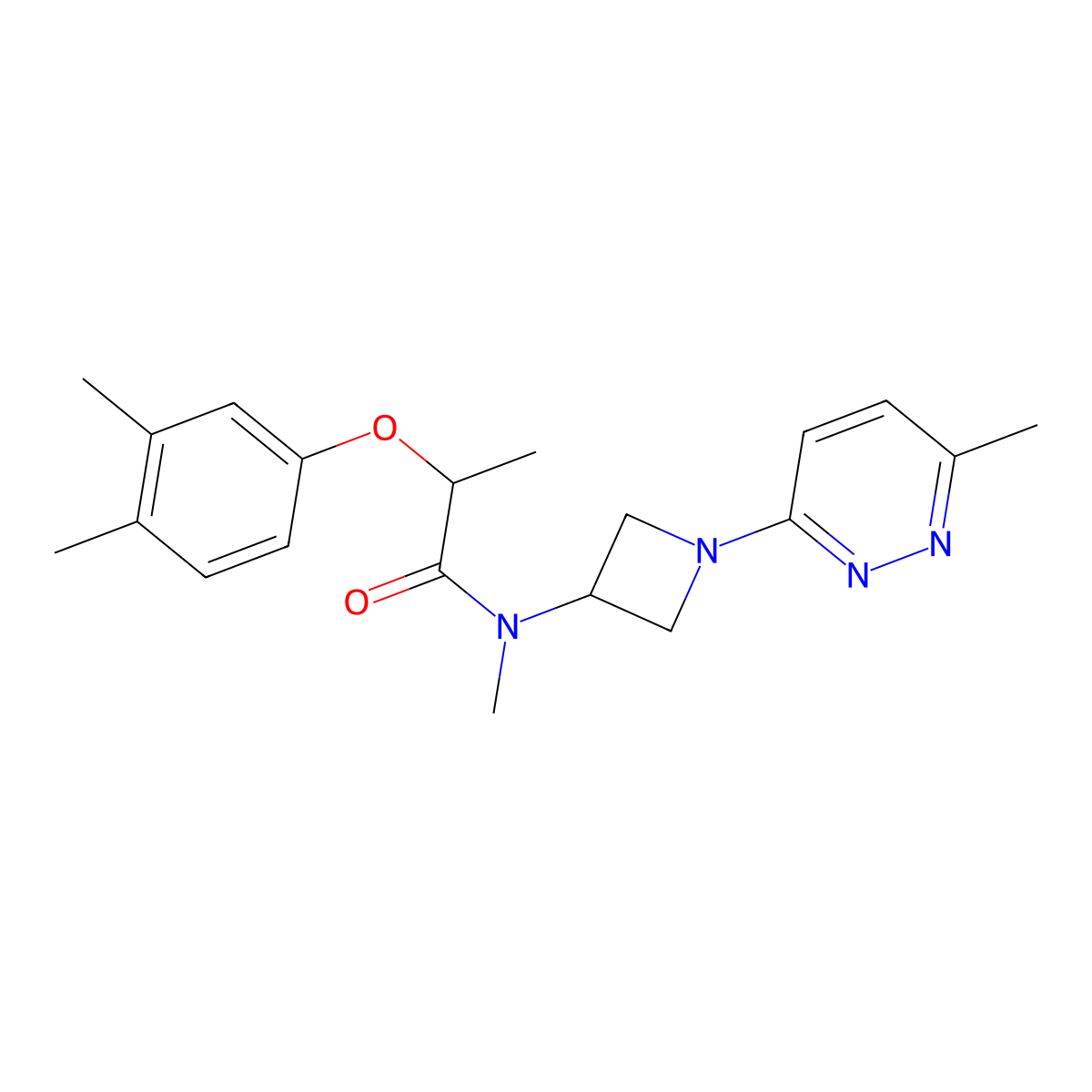2-(3,4-dimethylphenoxy)-N-methyl-N-[1-(6-methylpyridazin-3-yl)azetidin-3-yl]propanamide molecular structure, CAS 2415584-63-1