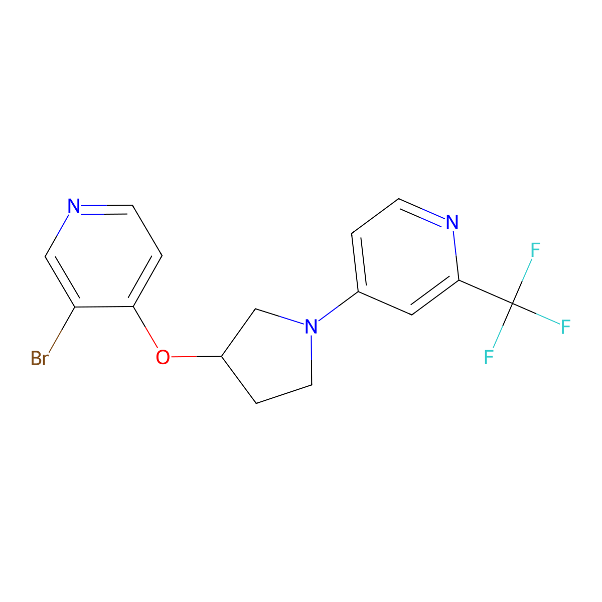 4-{3-[(3-Bromopyridin-4-yl)oxy]pyrrolidin-1-yl}-2-(trifluoromethyl)pyridine molecular structure, CAS 2415584-71-1