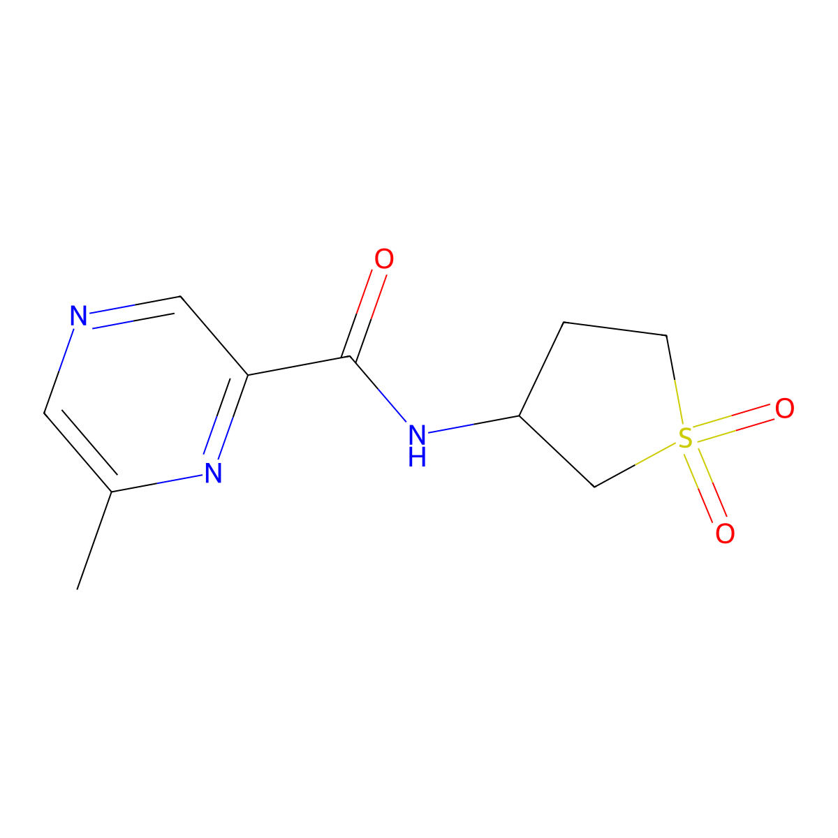 N-(1,1-dioxo-1lambda6-thiolan-3-yl)-6-methylpyrazine-2-carboxamide molecular structure, CAS 2415584-73-3