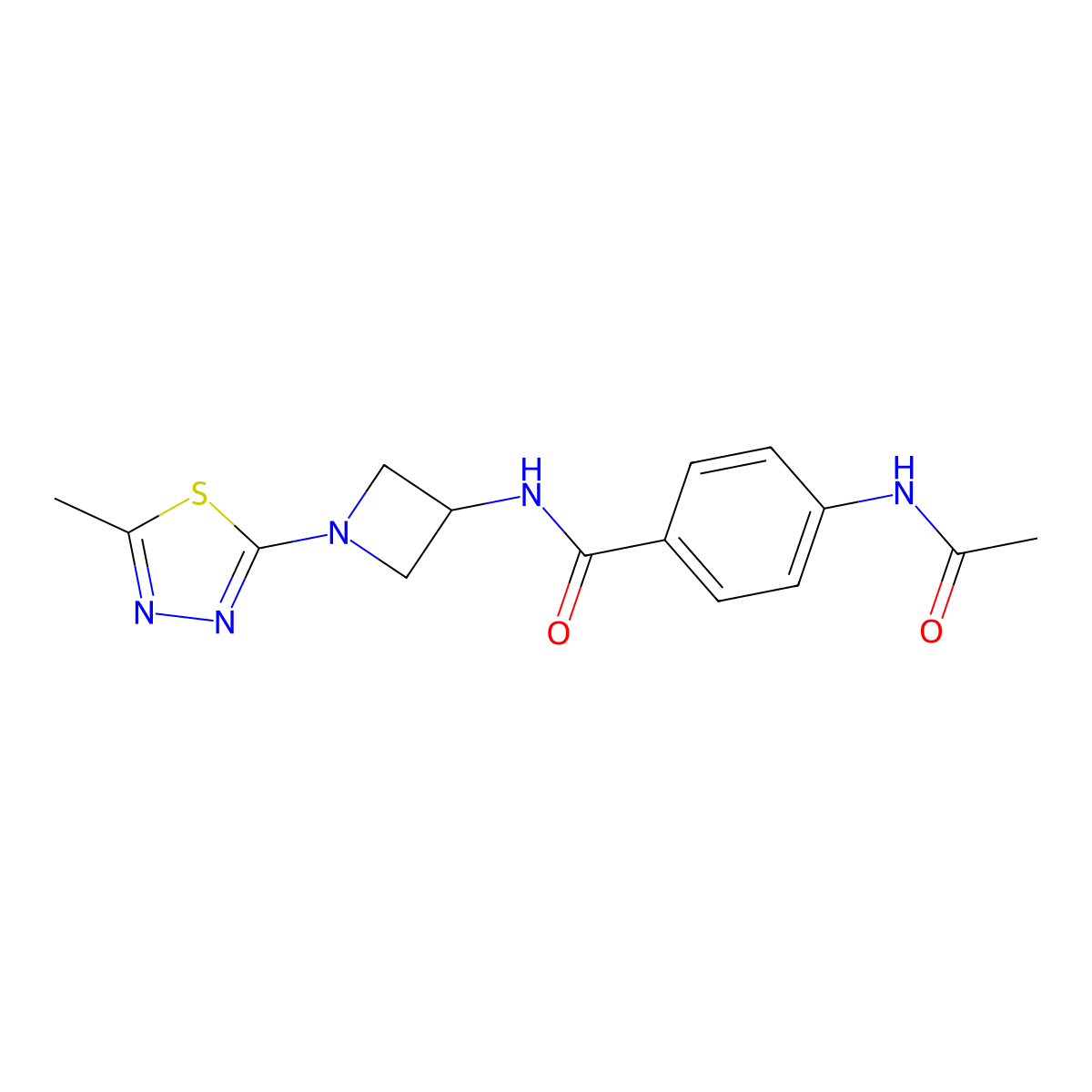 4-Acetamido-N-[1-(5-methyl-1,3,4-thiadiazol-2-yl)azetidin-3-yl]benzamide molecular structure, CAS 2415584-75-5