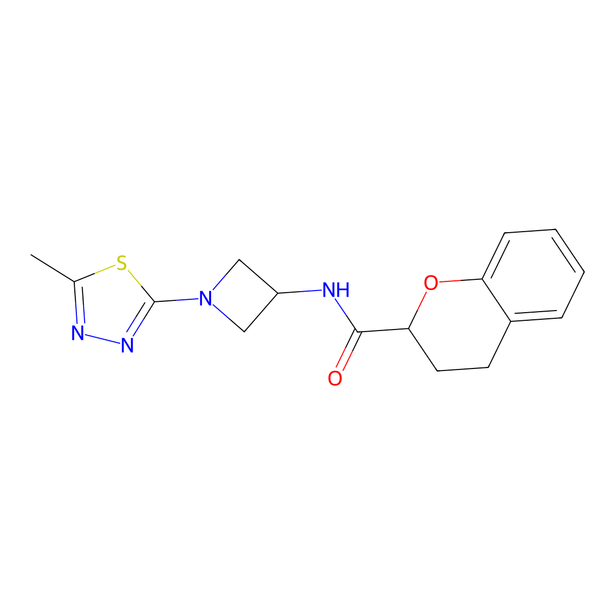 N-[1-(5-methyl-1,3,4-thiadiazol-2-yl)azetidin-3-yl]-3,4-dihydro-2H-1-benzopyran-2-carboxamide molecular structure, CAS 2415584-81-3