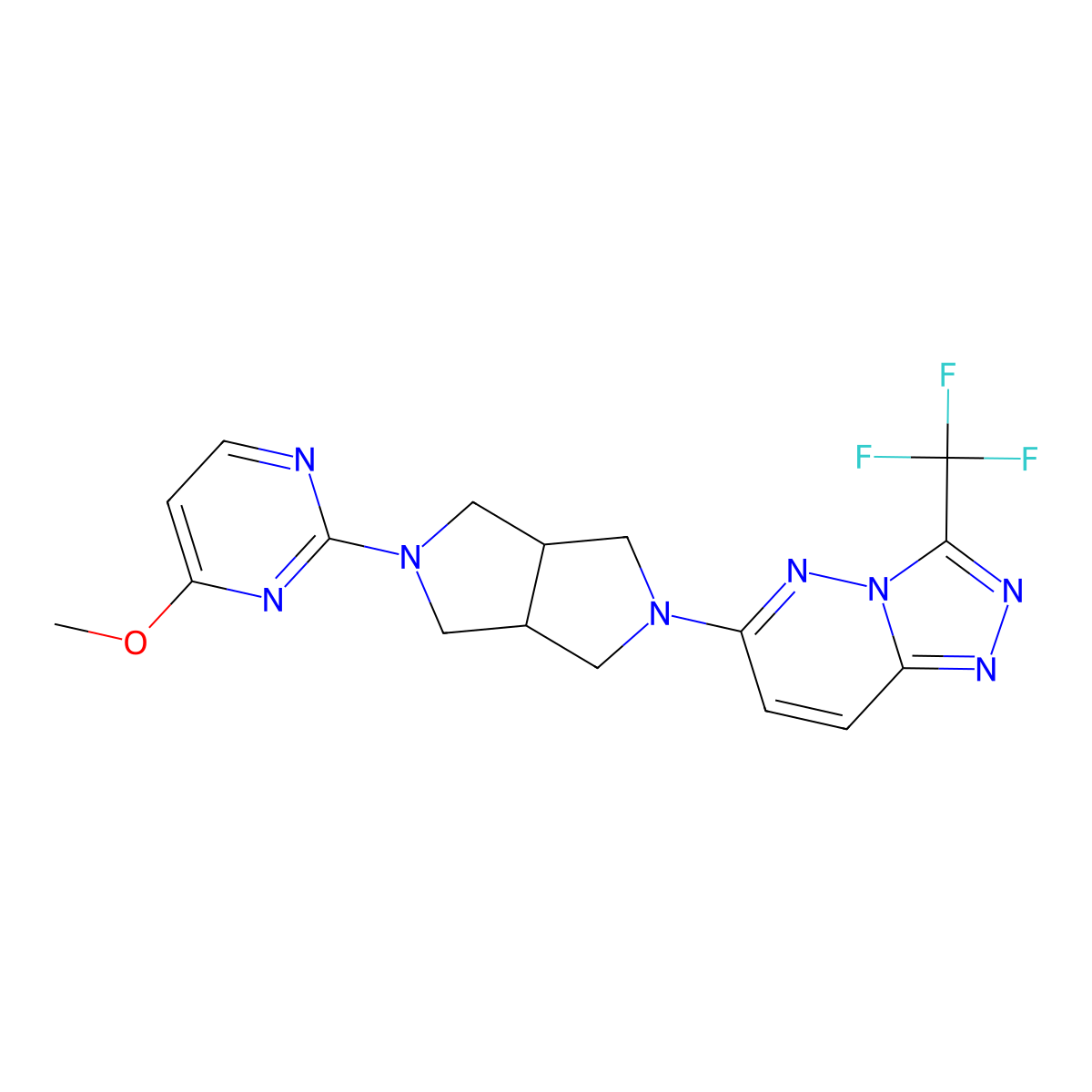 4-Methoxy-2-{5-[3-(trifluoromethyl)-[1,2,4]triazolo[4,3-b]pyridazin-6-yl]-octahydropyrrolo[3,4-c]pyrrol-2-yl}pyrimidine molecular structure, CAS 2415584-82-4