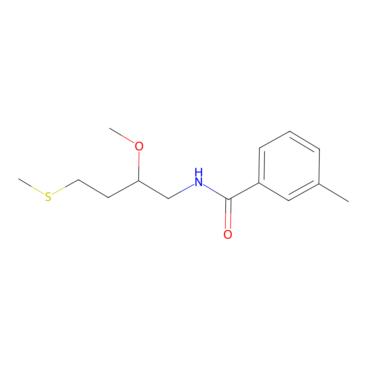 N-[2-methoxy-4-(methylsulfanyl)butyl]-3-methylbenzamide molecular structure, CAS 2415584-85-7