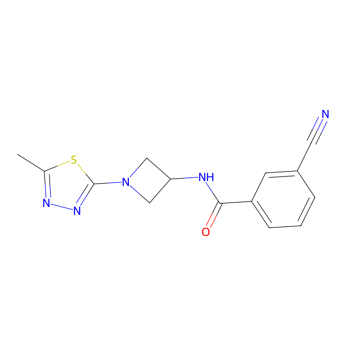 3-Cyano-N-[1-(5-methyl-1,3,4-thiadiazol-2-yl)azetidin-3-yl]benzamide molecular structure, CAS 2415584-88-0