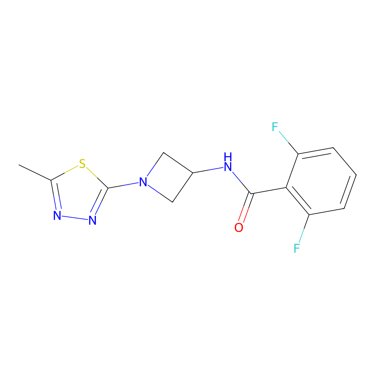 2,6-Difluoro-N-[1-(5-methyl-1,3,4-thiadiazol-2-yl)azetidin-3-yl]benzamide molecular structure, CAS 2415584-93-7