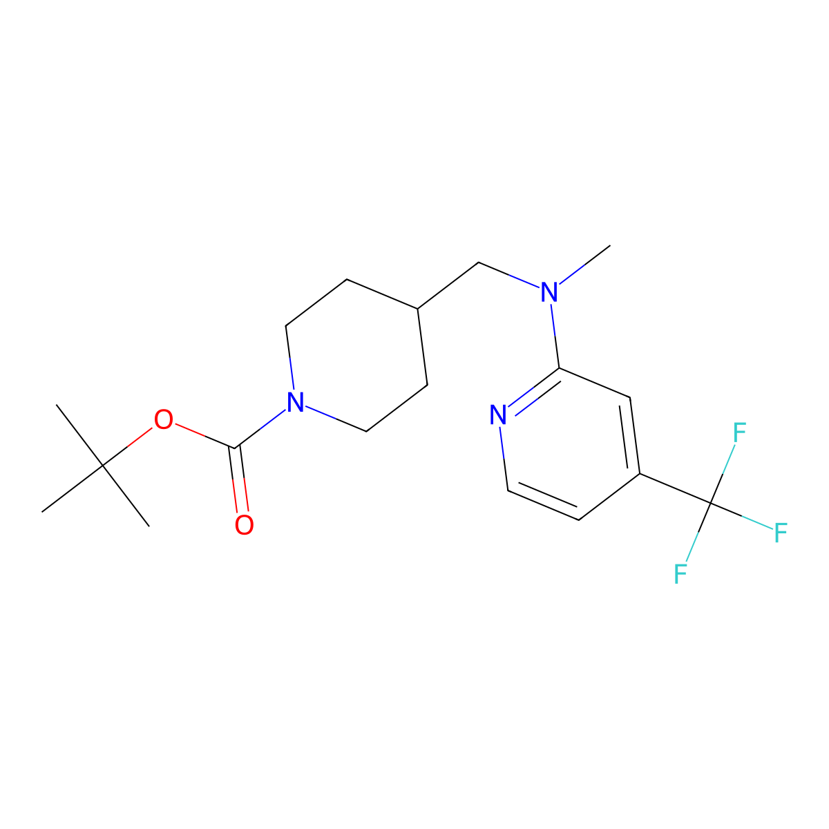 Tert-butyl 4-({methyl[4-(trifluoromethyl)pyridin-2-yl]amino}methyl)piperidine-1-carboxylate molecular structure, CAS 2415584-96-0