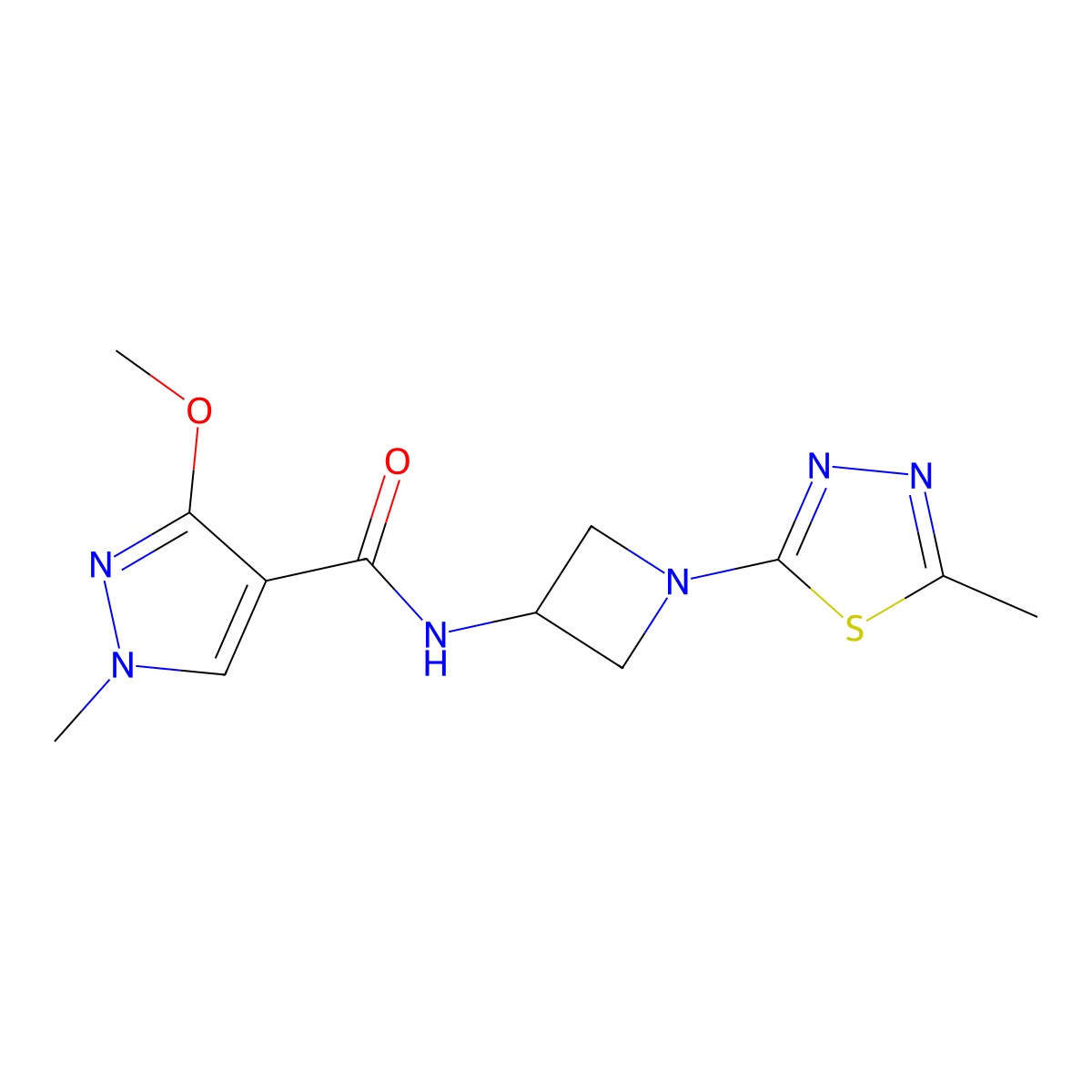 3-methoxy-1-methyl-N-[1-(5-methyl-1,3,4-thiadiazol-2-yl)azetidin-3-yl]-1H-pyrazole-4-carboxamide molecular structure, CAS 2415585-02-1