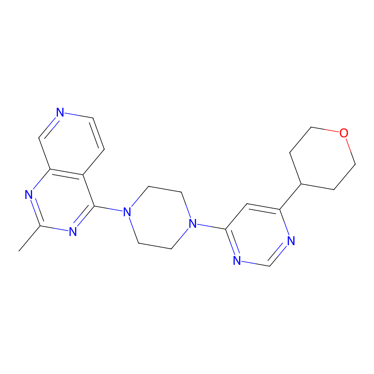 4-(4-{2-Methylpyrido[3,4-d]pyrimidin-4-yl}piperazin-1-yl)-6-(oxan-4-yl)pyrimidine molecular structure, CAS 2415585-04-3