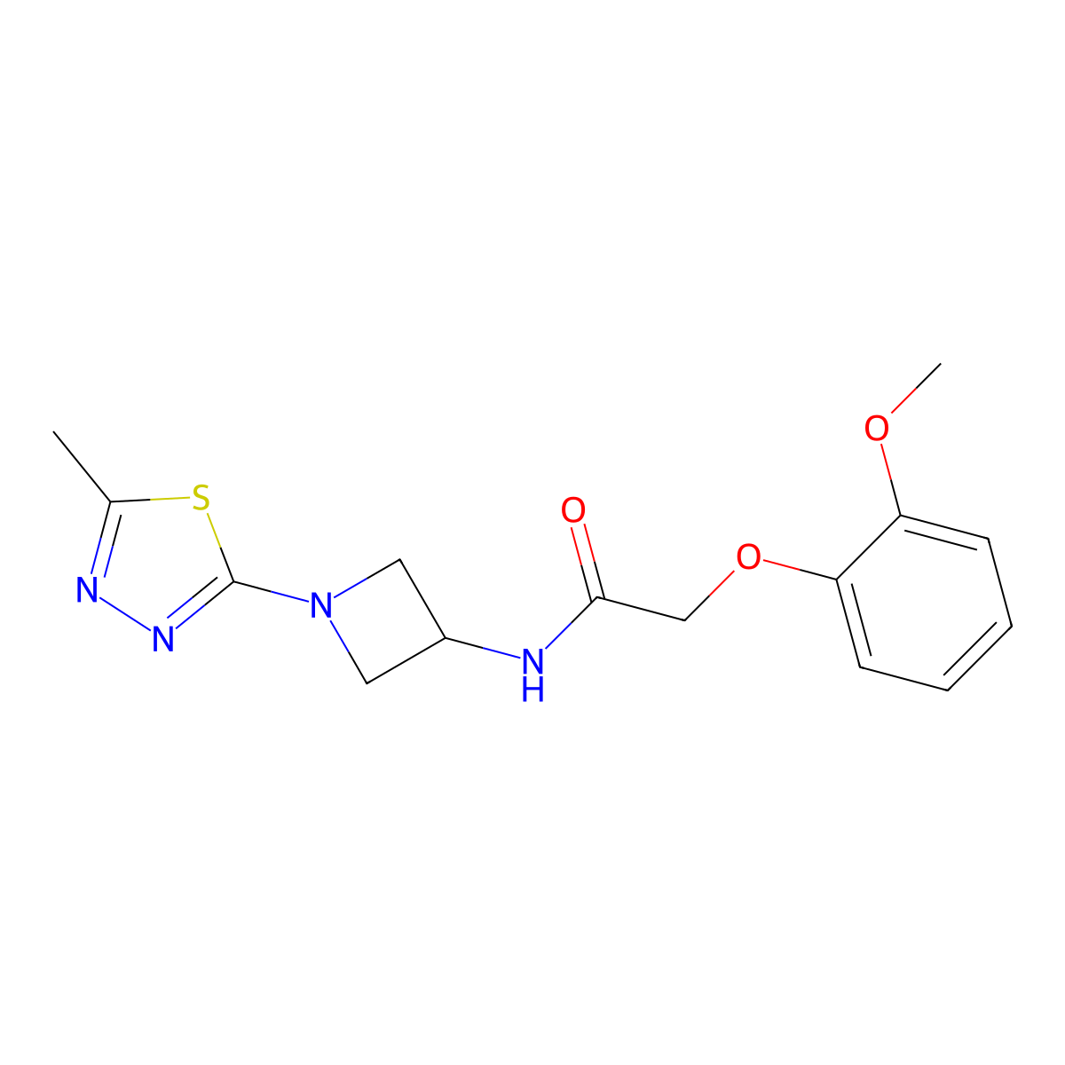 2-(2-Methoxyphenoxy)-N-[1-(5-methyl-1,3,4-thiadiazol-2-yl)azetidin-3-yl]acetamide molecular structure, CAS 2415585-05-4