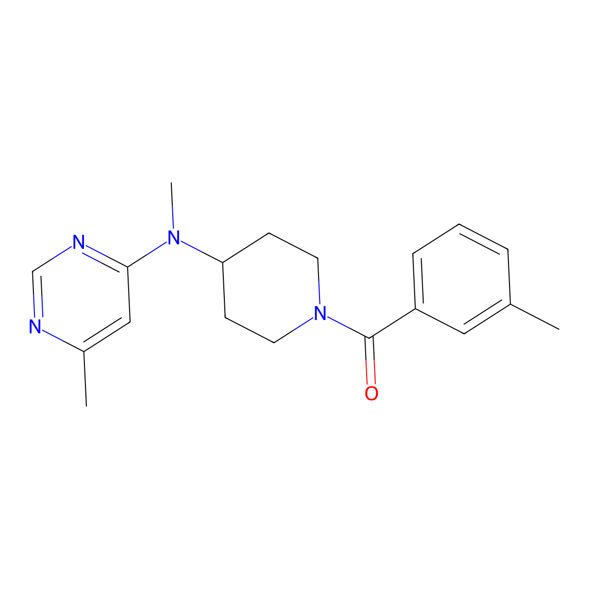 N,6-dimethyl-N-[1-(3-methylbenzoyl)piperidin-4-yl]pyrimidin-4-amine molecular structure, CAS 2415585-10-1