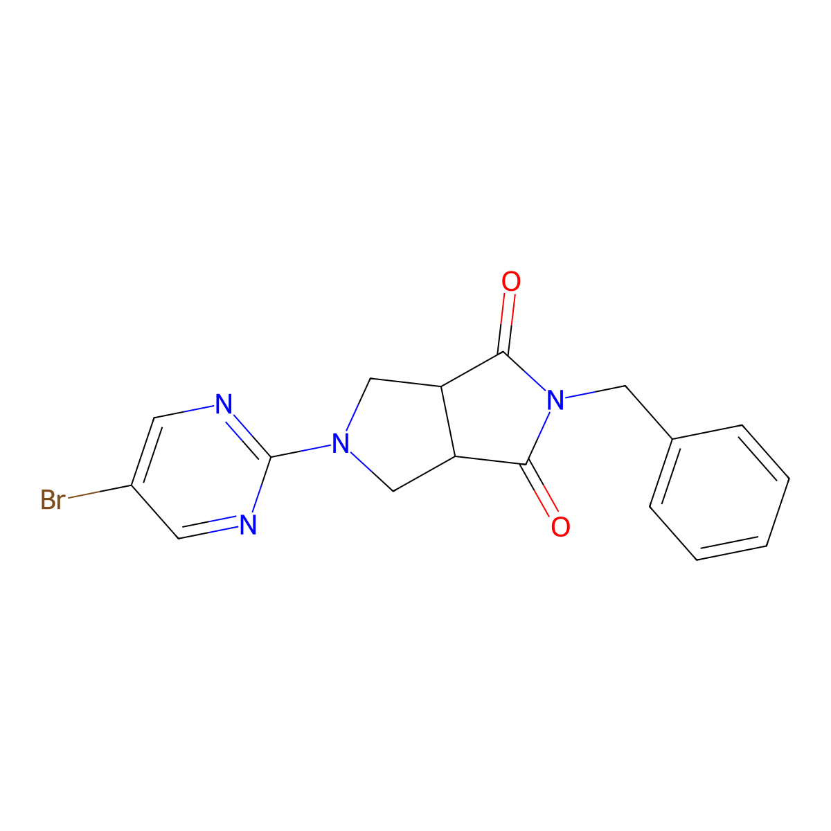 2-Benzyl-5-(5-bromopyrimidin-2-yl)-octahydropyrrolo[3,4-c]pyrrole-1,3-dione molecular structure, CAS 2415585-26-9