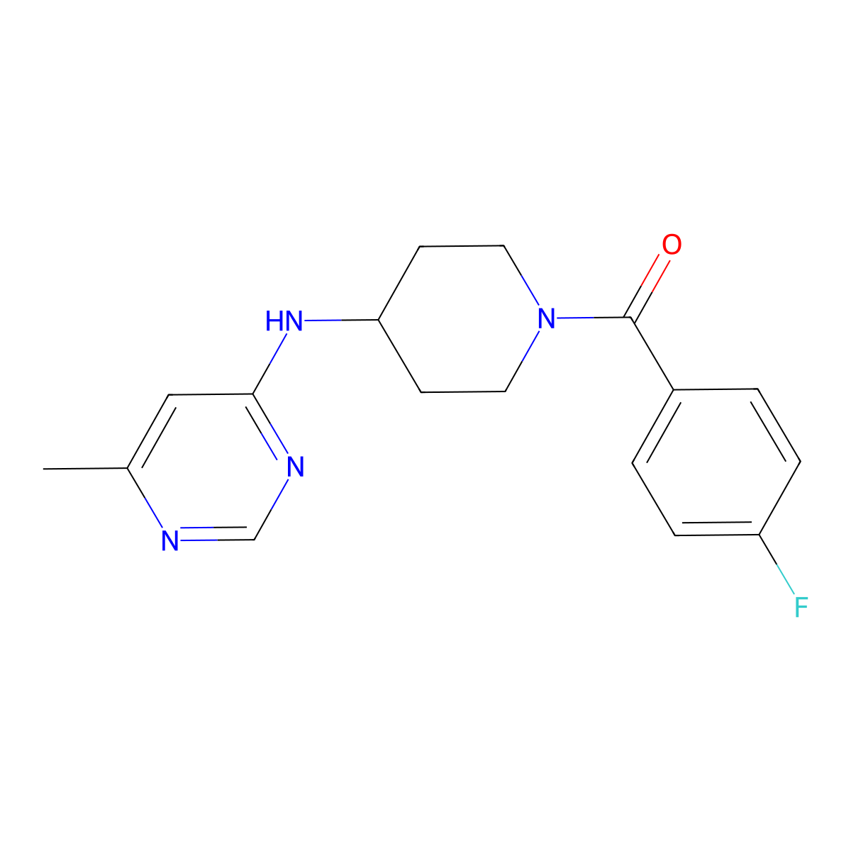 N-[1-(4-fluorobenzoyl)piperidin-4-yl]-6-methylpyrimidin-4-amine molecular structure, CAS 2415585-29-2