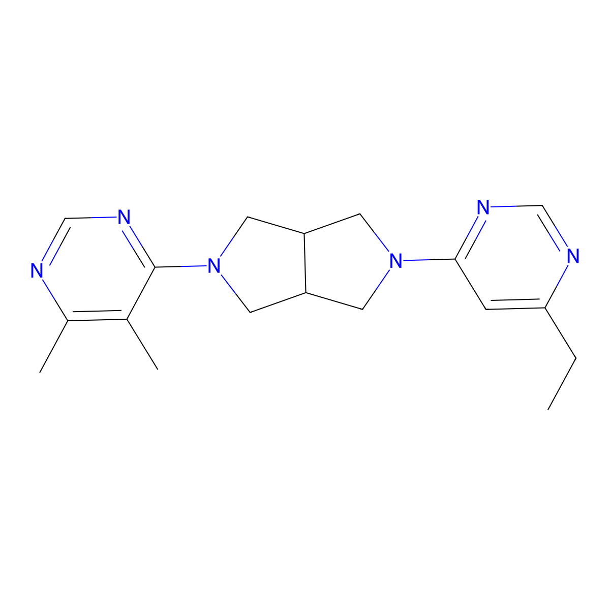 4-[5-(6-Ethylpyrimidin-4-yl)-octahydropyrrolo[3,4-c]pyrrol-2-yl]-5,6-dimethylpyrimidine molecular structure, CAS 2415585-32-7