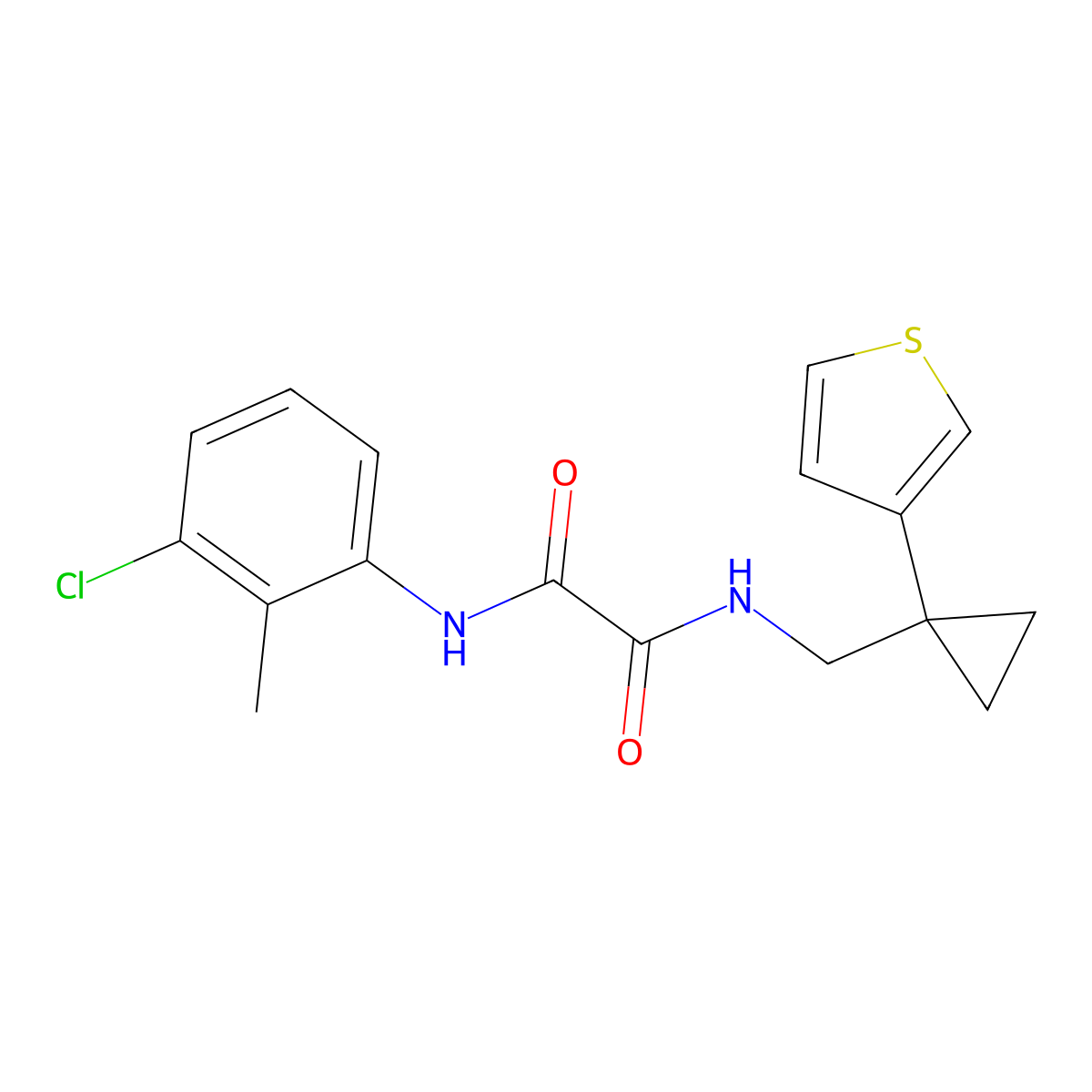 N'-(3-chloro-2-methylphenyl)-N-{[1-(thiophen-3-yl)cyclopropyl]methyl}ethanediamide molecular structure, CAS 2415585-34-9