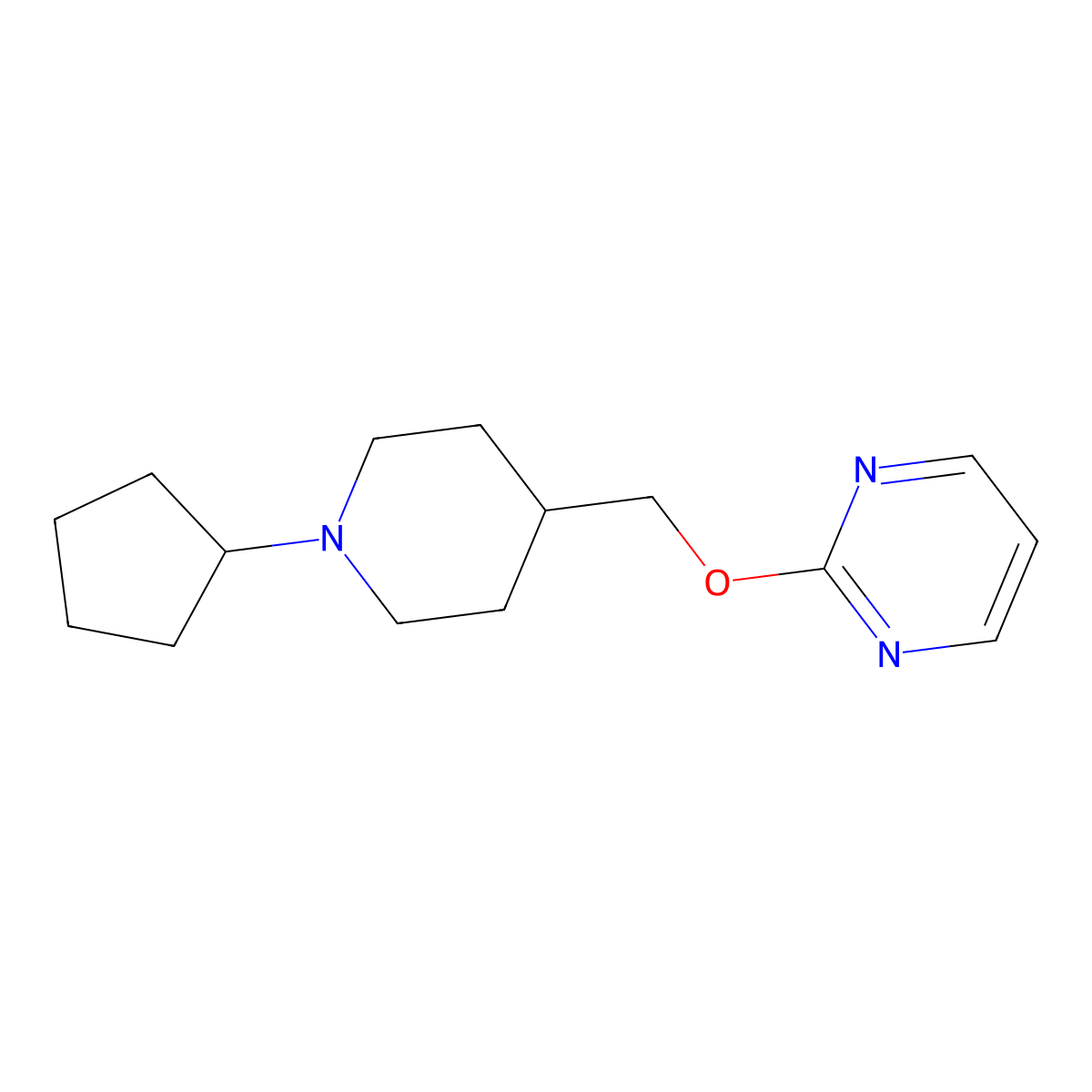 2-[(1-Cyclopentylpiperidin-4-yl)methoxy]pyrimidine molecular structure, CAS 2415585-35-0