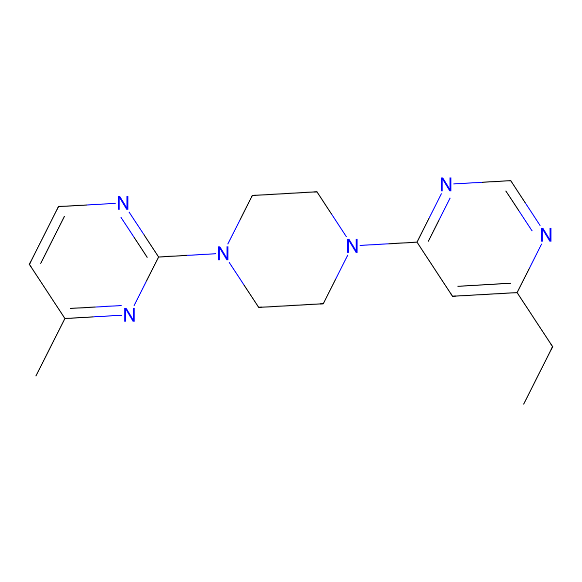 4-Ethyl-6-[4-(4-methylpyrimidin-2-yl)piperazin-1-yl]pyrimidine molecular structure, CAS 2415585-39-4