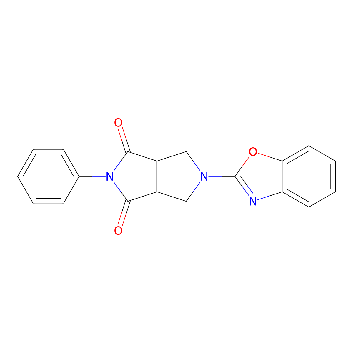 5-(1,3-Benzoxazol-2-yl)-2-phenyl-octahydropyrrolo[3,4-c]pyrrole-1,3-dione molecular structure, CAS 2415585-49-6
