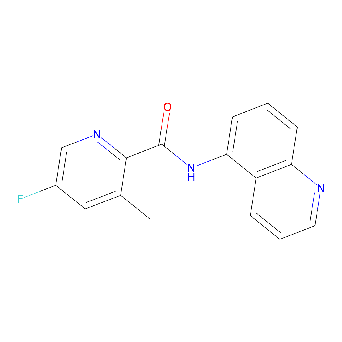 5-fluoro-3-methyl-N-(quinolin-5-yl)pyridine-2-carboxamide molecular structure, CAS 2415585-50-9