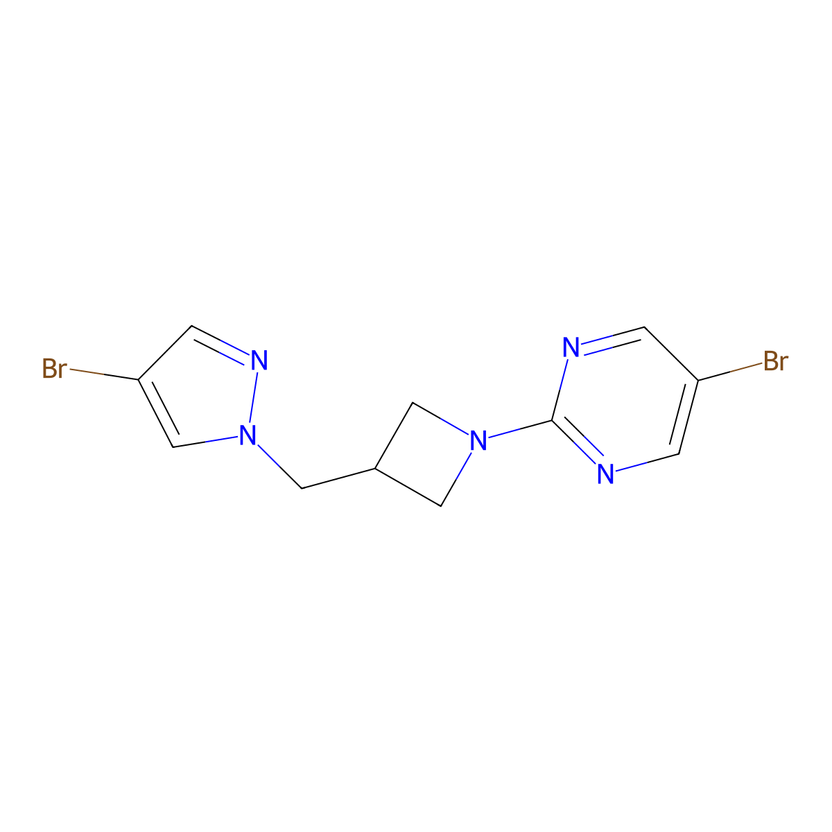 5-bromo-2-{3-[(4-bromo-1H-pyrazol-1-yl)methyl]azetidin-1-yl}pyrimidine molecular structure, CAS 2415585-51-0