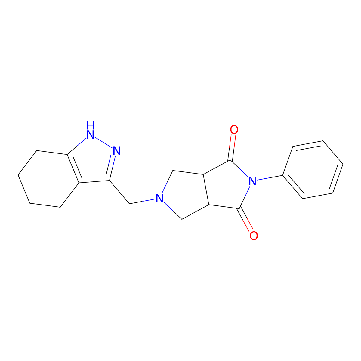 2-phenyl-5-[(4,5,6,7-tetrahydro-1H-indazol-3-yl)methyl]-octahydropyrrolo[3,4-c]pyrrole-1,3-dione molecular structure, CAS 2415585-52-1