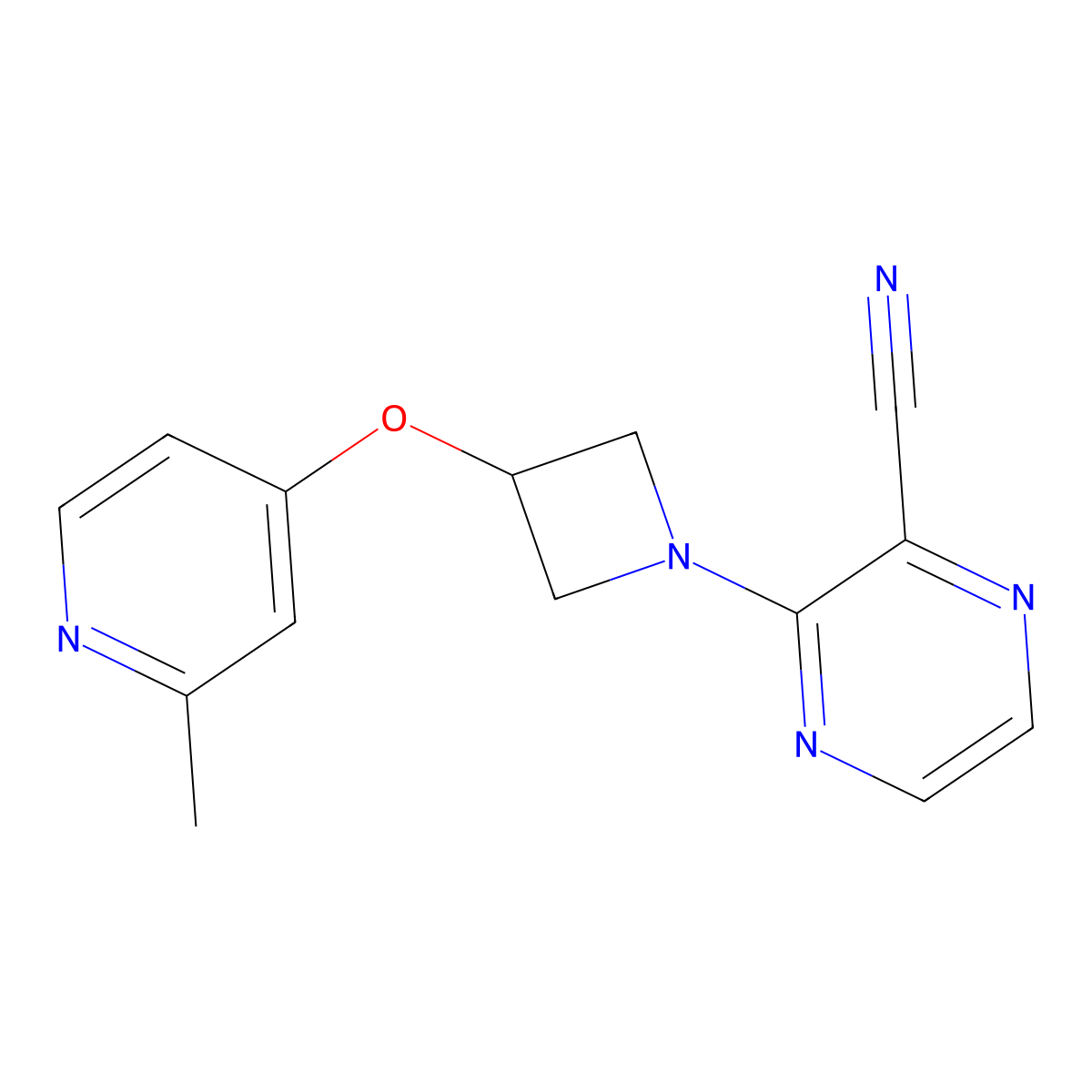 3-{3-[(2-Methylpyridin-4-yl)oxy]azetidin-1-yl}pyrazine-2-carbonitrile molecular structure, CAS 2415585-53-2