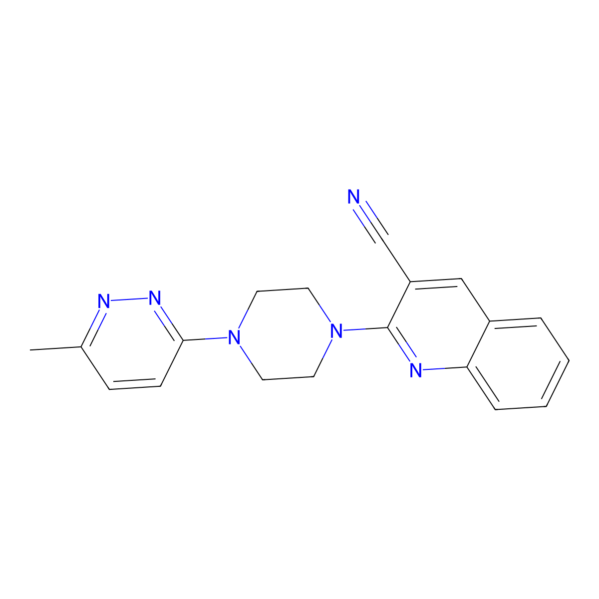 2-[4-(6-Methylpyridazin-3-yl)piperazin-1-yl]quinoline-3-carbonitrile molecular structure, CAS 2415585-55-4