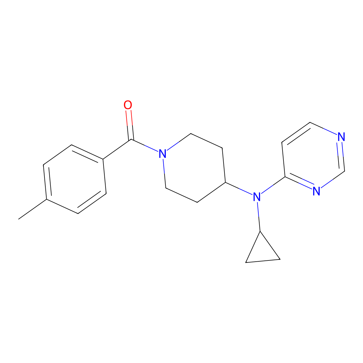 N-cyclopropyl-N-[1-(4-methylbenzoyl)piperidin-4-yl]pyrimidin-4-amine molecular structure, CAS 2415585-59-8