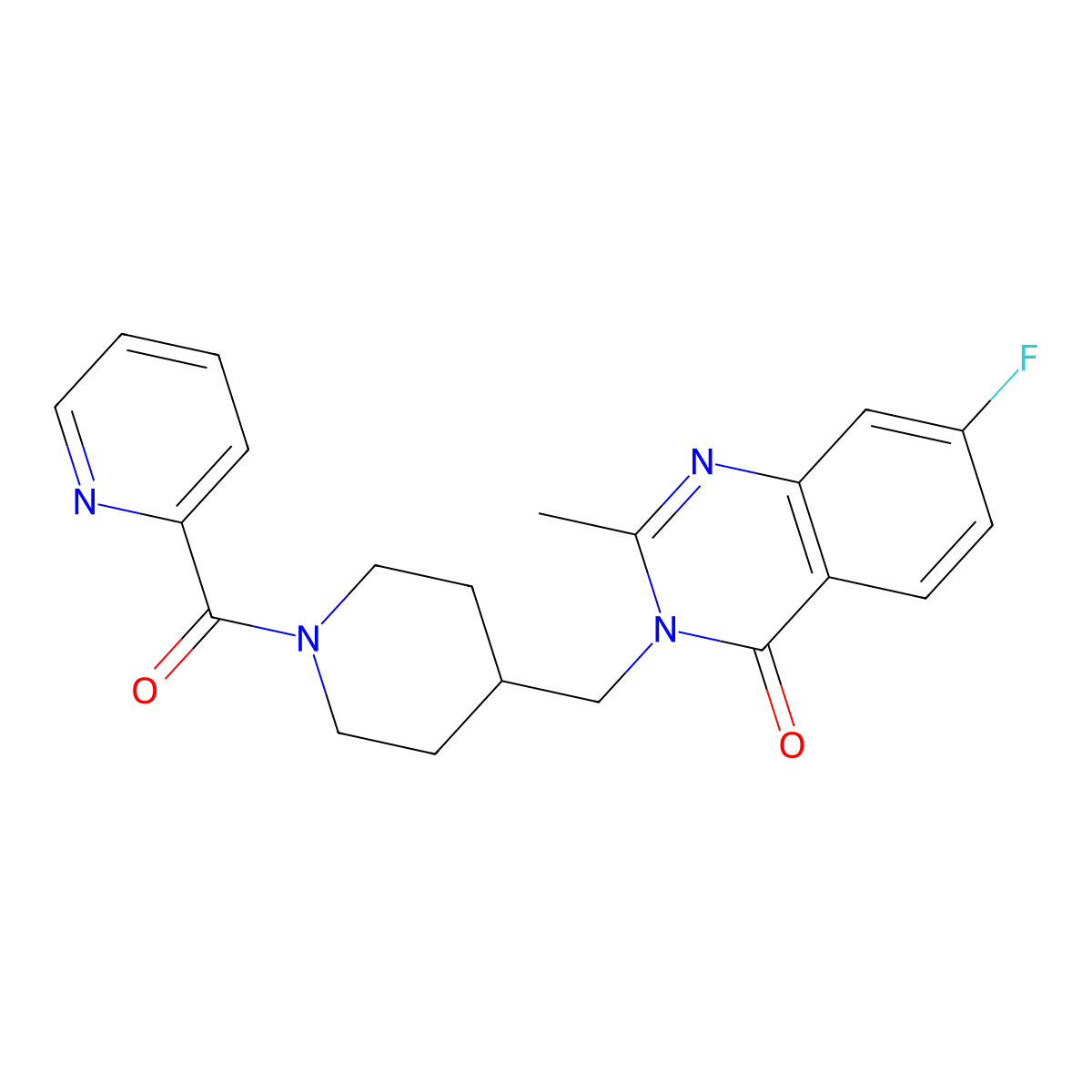 7-Fluoro-2-methyl-3-{[1-(pyridine-2-carbonyl)piperidin-4-yl]methyl}-3,4-dihydroquinazolin-4-one molecular structure, CAS 2415585-60-1